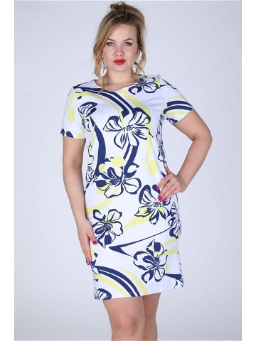 Dámské šaty i pro plnoštíhlé s květinovým vzorem modro-žluté – Žlutá – Efect 48