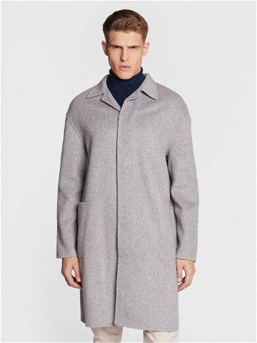 Calvin Klein Vlněný kabát K10K109549 Šedá Regular Fit