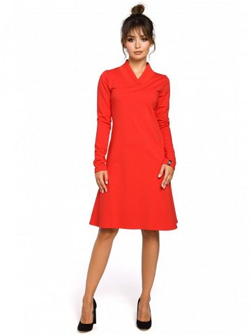B044 Trapézové šaty s žebrovaným lemováním – červené EU XXL
