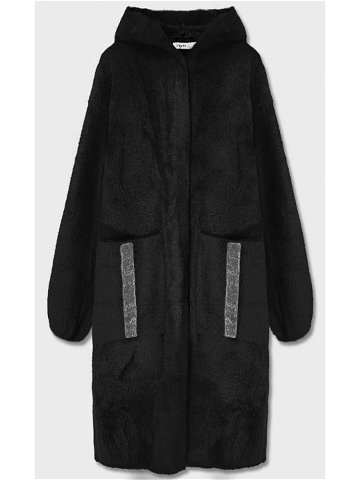 Černý přehoz přes oblečení s kapucí á la alpaka B3005 odcienie czerni XL 42