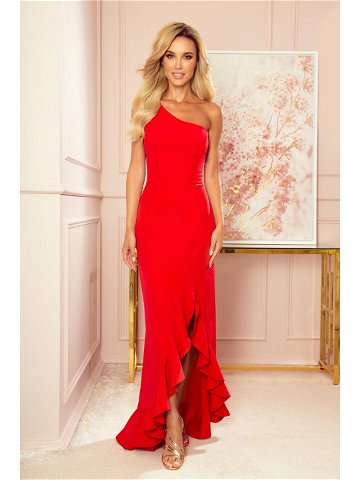 Dlouhé červené dámské šaty ve španělském stylu přes jedno rameno 317-1 S