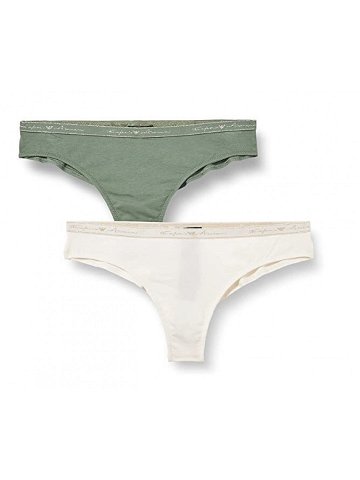 Dámské brazilské kalhotky 2 pack 163337 1A223 – 75910 – zelená bílá – Emporio Armani L zeleno-bílá