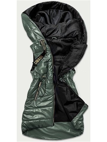 Lesklá zelená vesta s kapucí B9782-10 odcienie zieleni XL 42