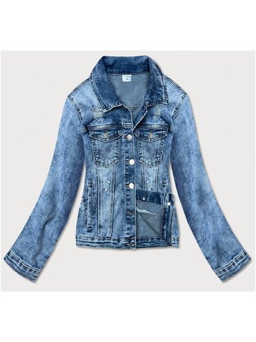 Světle modrá dámská džínová bunda s límcem GD8631-K modrá XL 42