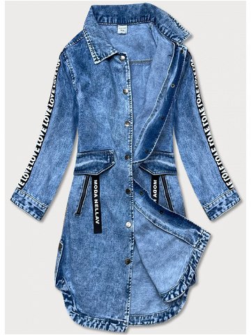 Světle modrá volná dámská džínová bunda přehoz přes oblečení POP5990-K modrá M 38