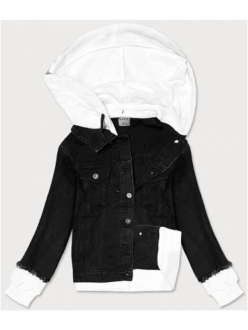 Černá džínová bunda s teplákovou kapucí POP5920-K černá L 40