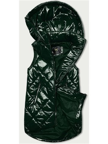 Tmavě zelená lesklá vesta s kapucí 7005BIG zelená XXL 44