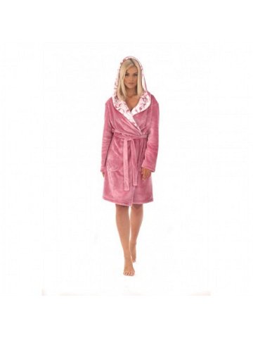 FLORA župan s kapucí pudrová XL 3 4 župan s kapucí růžová 3352 flannel fleece – polyester