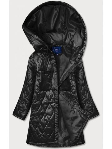 Černá prošívaná dámská oversize bunda s kapucí AG5-010 černá XL 42