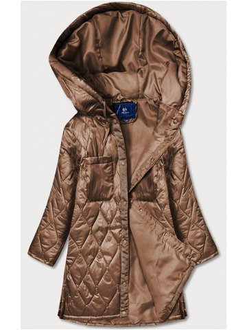 Hnědá prošívaná dámská oversize bunda s kapucí AG5-010 hnědá XL 42