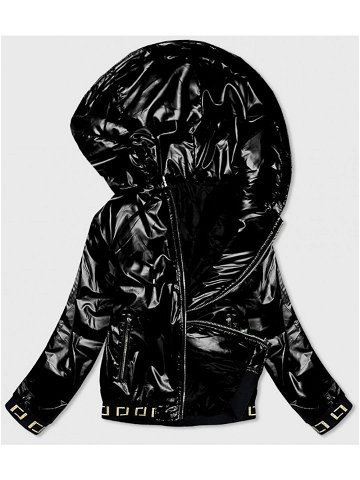 Krátká černá dámská bunda s kapucí B9787-1 černá XL 42