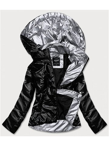 Černá dámská bunda se stříbrnou kapucí RQW-7008 černá XL 42