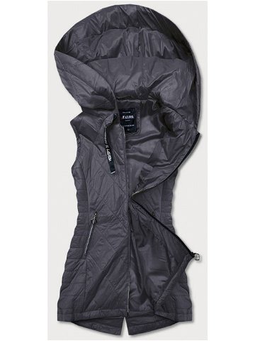 Tmavě šedá lehká dámská vesta s kapucí RQW-7006 šedá XL 42