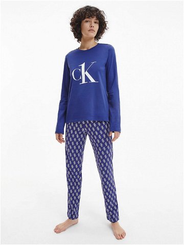 Pyžamový set – QS6773E – X00 – Tmavě modrá s bílým logem – Calvin Klein S tm Modrá