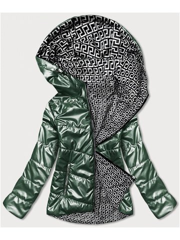Oboustranná zelená dámská bunda s kapucí B9793-10 odcienie zieleni XXL 44