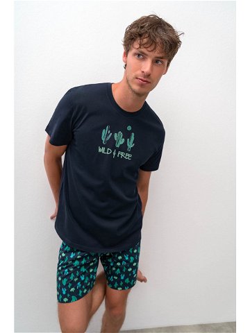 Vamp – Pohodlné dvoudílné pánské pyžamo 16661 – Vamp blue S