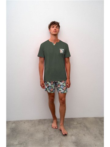 Vamp – Pohodlné dvoudílné pánské pyžamo 16670 – Vamp green jungle M
