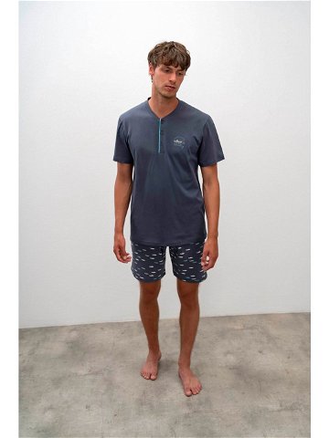 Vamp – Bavlněné pyžamo s krátkým rukávem 16640 – Vamp gray ombre M