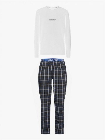 Pánský pyžamový set – NM2184E 1MT – bílá modrá – Calvin Klein XL bílá modrá