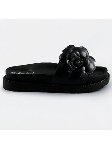 Černé dámské pantofle s květinou CM-41 odcienie czerni XL 42
