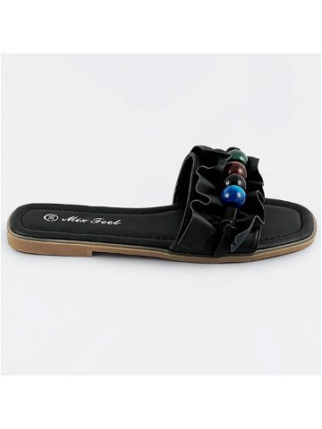 Černé dámské pantofle s plochou podrážkou WWW-319 odcienie czerni XL 42