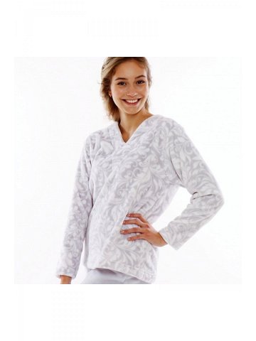 FLORA 6456 teplé pyžamo – Vestis XXL pohodlné domácí oblečení 9102 šedý tisk na bílé