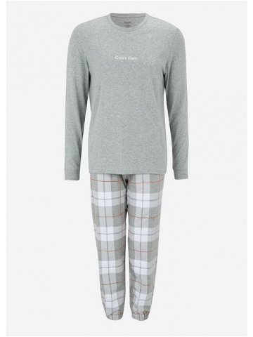 Pánské pyžamo – NM2178E 1N0 – šedá bílá – Calvin Klein XL šedo-bílá