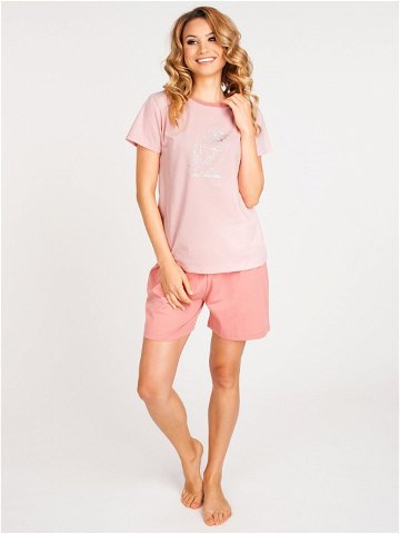 Yoclub Dámské krátké bavlněné pyžamo PIA-0020K-A110 Růžové XL