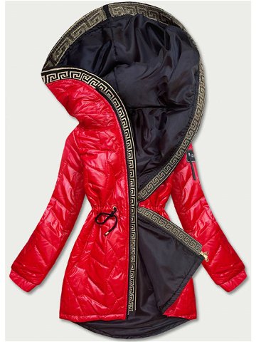 Červená dámská bunda s ozdobným prošíváním B8092-4 odcienie czerwieni S 36