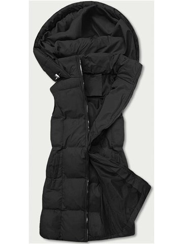 Černá péřová dámská vesta s kapucí 5M721-392 odcienie czerni XL 42