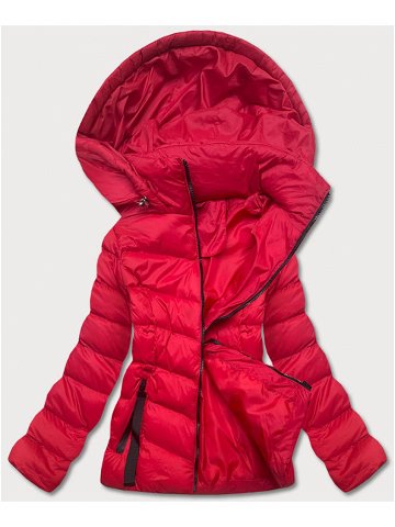 Červená dámská bunda s kapucí pro přechodné období 5M786-270 odcienie czerwieni M 38