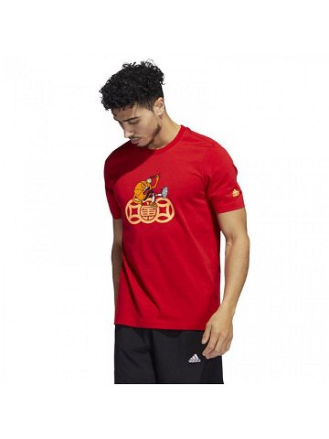 Pánské tričko Posting Up HC6895 – Adidas červená s potiskem S