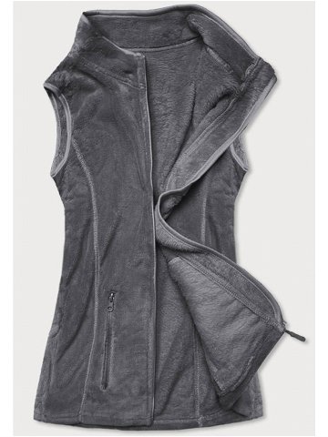 Tmavě šedá plyšová dámská vesta HH003-2 odcienie szarości S 36