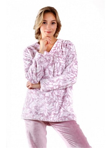 FLORA teplé pyžamo mauve mist 6456 – Vestis XXL pohodlné domácí oblečení 4303 mauve mist listy