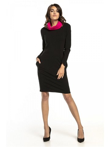 Denní šaty T294 5 -Tessita černo růžová 48 4XL