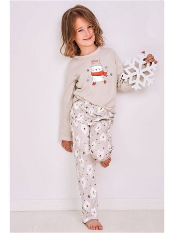 Zateplené dívčí pyžamo Anie šedé s medvídkem šedá 158