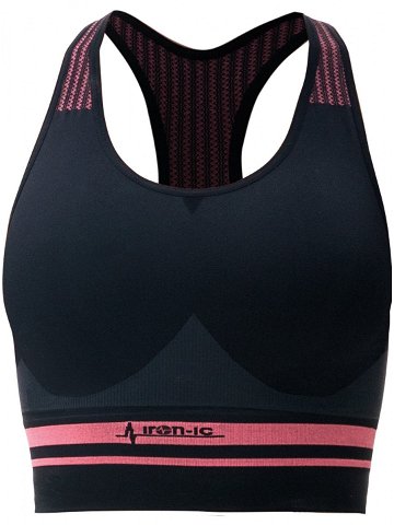 Sportovní podprsenka fitness IRON-IC – střední podpora – černo-růžová Barva Černo-růžová Velikost M L