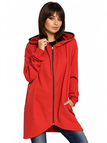 B054 Mikina s kapucí nadměrné velikosti na zip – červená EU 2XL 3XL