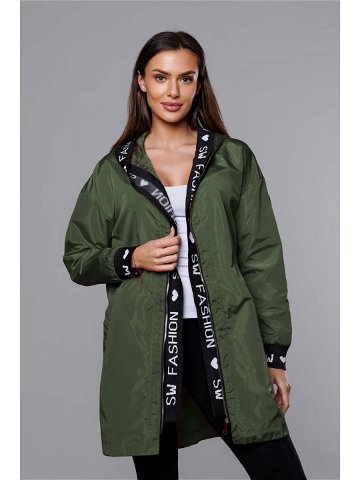 Tenká dámská bunda v khaki barvě s ozdobnou lemovkou B8145-11 odcienie zieleni XL 42
