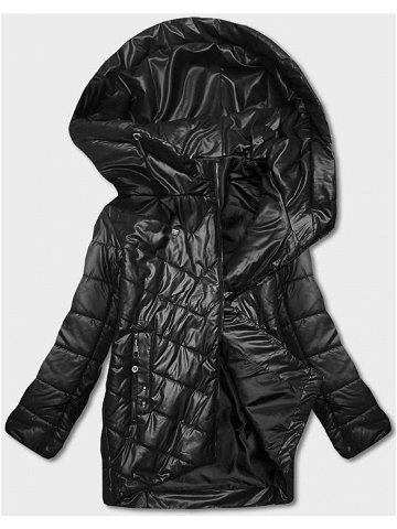 Černá dámská bunda s asymetrickým zipem B8087-101 odcienie czerni 48