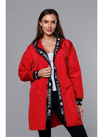 Tenká červená dámská bunda s ozdobnou lemovkou B8145-4 odcienie czerwieni XXL 44