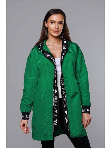 Tenká zelená dámská bunda s ozdobnou lemovkou B8145-10 odcienie zieleni XL 42