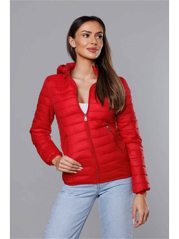 Červená prošívaná dámská bunda s kapucí B0124-4 odcienie czerwieni XL 42