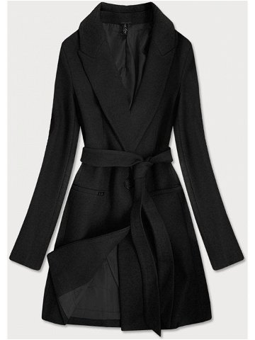 Klasický černý dámský kabát s přídavkem vlny 2715 odcienie czerni L 40