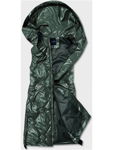 Tmavě zelená dámská vesta s kapucí 6028 odcienie zieleni XL 42