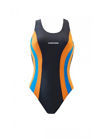 Dámské jednodílné plavky 715 – Sesto Senso XL grafit-oranžová-modrá