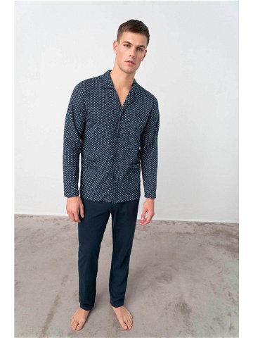 Vamp – Elegantní pánské dvoudilné pyžamo 17603 – Vamp tmavě modrá – vzor XL