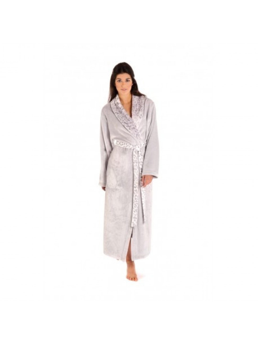 IRBIS 2556 župan se šálovým límcem XXL dlouhý župan se šálovým límcem šedá 9151 flannel fleece – polyester