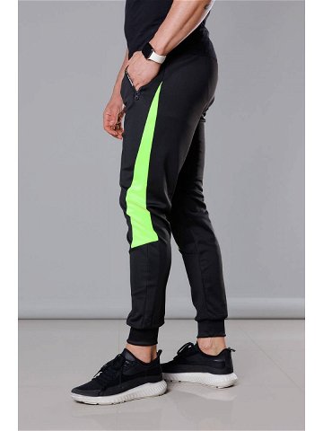 Černo-limetkové pánské teplákové kalhoty se vsadkami 8K168 odcienie czerni XXL