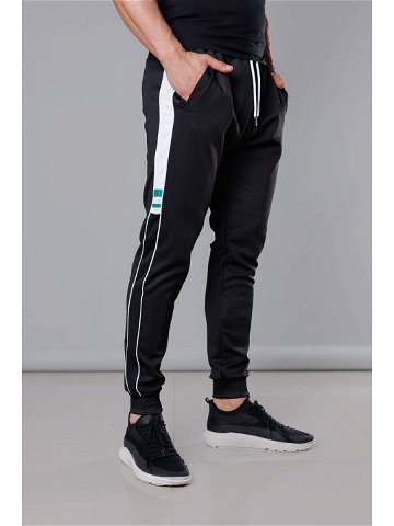 Černé pánské teplákové kalhoty s lampasy 8K161 odcienie czerni XXL